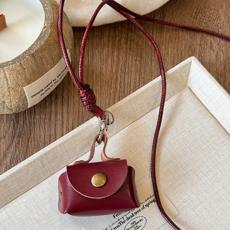 Leather Earbud Pouch Necklace Charm - view 10