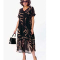 Plus Size Print Short Sleeve Dress - Youthful Floral Maxi Dress Women