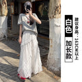 Summer Lace High Waist Asymmetric Mid-Length Long Skirt