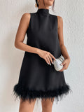Women's Half High Neck Sleeveless A-Line Dress