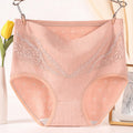 pure cotton mid-high waist plus size women's underwear lace cotton crotch plus fat enlarged briefs m