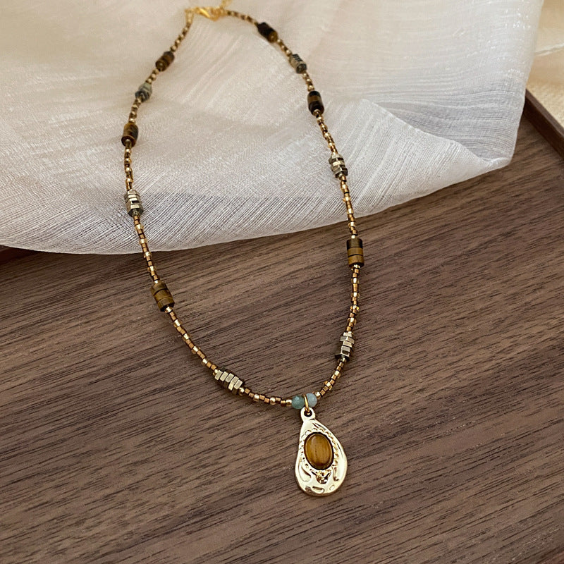 Vintage Oval Tiger's Eye Necklace - view 6