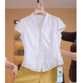 Summer Fashion Slimming Sleeveless V-Neck Waist-Tie Shirt