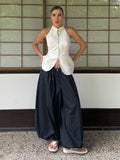 Spring-Summer Casual Relaxed Cotton Loose Wide Leg Lantern Pants