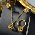 Western ins Fashionable Jewelry Set 3D Star Pendant Necklace Earrings Set Ring 3-Piece Set Stock Wholesale