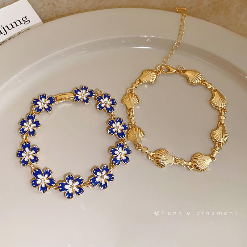 Vintage Enamel Color-Block Flower Bracelet - view 2