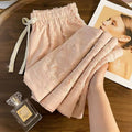 Summer Sporty Drapey Crystal Elastic Straight Leg Wide Leg Pants + Pants