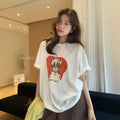 in stock! limited time discount summer new age-reducing apple puppy cartoon print loose short-sleeve