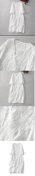 White Heavy Embroidery Breathable Long Dress, 2026 Summer New