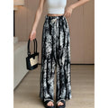 Summer Chinese Casual Printed Wide Leg Pants