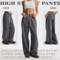 Unisex Washed Retro Frayed High-Street Pants