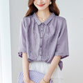 Summer New Chinese Elegant Embroidered Short Sleeve Shirt