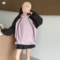 Girls' Contrast Raglan Sleeve Hooded Cardigan