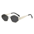 Overseas Sunglasses New Quilted Shape Arc de Triomphe Influencer Fashionable Glasses Metal Small-Frame Polygon Sunshade Sunglasses