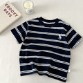 Women's Summer Embroidered Short Sleeve Striped Top 2026 | Casual Blouse - White