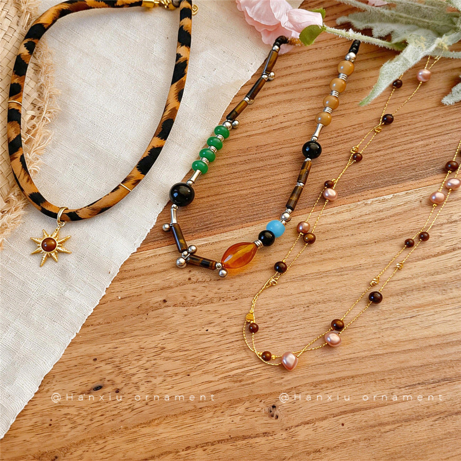 Vintage Beaded Round Pendant Necklace - view 2