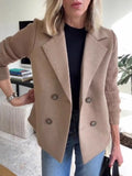 Women's Spring Fashion Elegant Wool Patchwork Jacket 2026 | Trendy Jacket - Brown