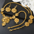EU/US Import Accessory Fashionable Design Detail Heart Necklace Bracelet Earrings Ring Set 3D Heart Necklace