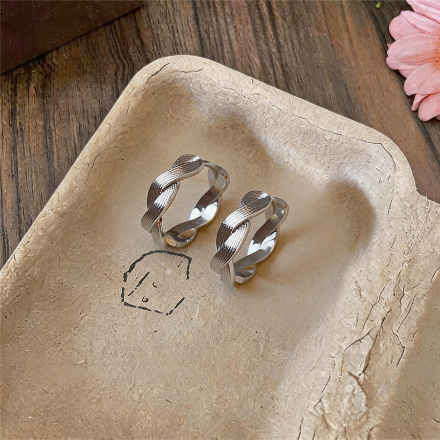 Minimalist Twisted Circle Huggie Earrings - view 7