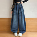 Girls' Versatile Wide-Leg Jeans - Side Seam Rivet