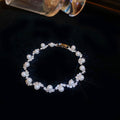 Korean Style Simple Rhinestone Geometric Pearl Earrings Necklace Set Fashionable Elegant Clavicle Chain Light Luxury Premium Necklace