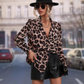 Early Spring Casual Elegant Satin Long Sleeve Leopard Shirt