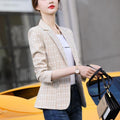 Women's Fall Chanel-Style Korean Plaid Cropped Blazer 2026 - Pink