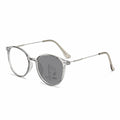 Auto Light-Feel Gray Photochromic Progressive Reading Glasses Distance-Near Dual Progress Anti-Blue Round Metal Leg Elderly Glasses