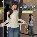 Girls' Lace Trim Crew Neck Long Sleeve Base Layer Tee