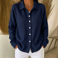 Women's Fall Casual Fashion Long Sleeve Lapel Collar Cardigan + Shirt 2026 - Blue