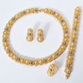 2025 New Luxury Square Cutout Set Pearl Rhinestone Necklace Earrings Bracelet Ring Set Classic Wholesale