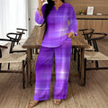 Women's Ethnic Retro Plus Size Long Sleeve V-Neck Printed Drapey Top Set 2026 - 1