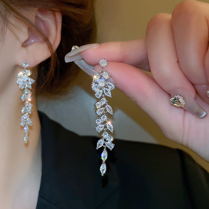 Sparkling Rhinestone Bow Drop Earrings - view 7