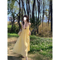 French Yellow Camisole Loose A-Line Long Dress