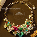 New Heavy-Duty Vintage Breeze Necklace Full Diamond Beauty Fish Ocean Motif Necklace Fashionable Elegant Collarbone Necklace Accessory