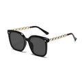 New Women Sunglasses Premium Influencer UV-Proof Sunglasses Tweed Style Big Frame Slender Chain Sunglasses