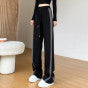 Summer Casual Fashion Patchwork Lightweight Elastic Straight Leg Wide Leg Pants + Pants