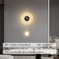 Living room light luxury creative clock wall lamp bedroom bedside background wall lamp technological style decoration charging without wiring