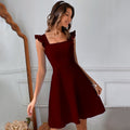 Women's Cottage Style Strappy Cotton Vacation Mini Dress