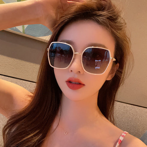Women Sunglasses Sir Trendy New Polarized Sunglasses Sun-Proof Fashionable Influencer Style Tea Premium UV-Proof