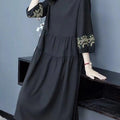 Ethnic Embroidered Crew Neck Plus Size Panel Dress