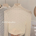 Women's High Neck Sheer Lace Layering Top