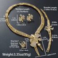 Dubai Overseas Fashionable Cutout Bow Pendant Necklace Bracelet Set Earrings Ring Southeast Asia Women Jewelry Set