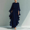 Chiffon Flared Sleeve Straight Leg Flared Pants + Top