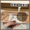Anti-Blue-Light Photochromic Glasses Student Prescription Glasses Unisex Versatile Premium Metal Polygon Plano