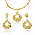 Middle East Retro Overseas Set Teardrop Type Pleated Texture Pendant Necklace Earrings Set Versatile Design Detail Bead Gem