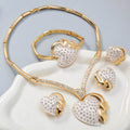 Luxury Full Diamond Heart Earrings Necklace Bracelet Set Ring Set EU/US Import Fashionable Elegant Rhinestone Wedding Jewelry