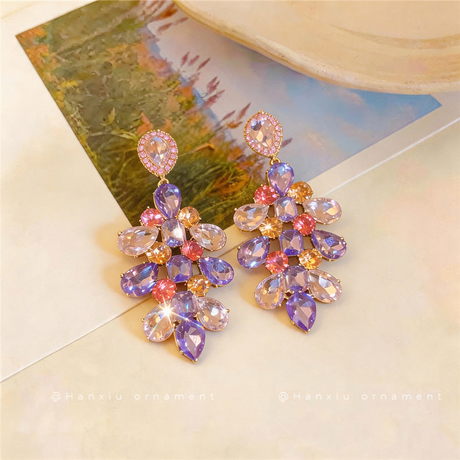 Colorful Teardrop Pendant Stud Earrings - view 4