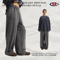 Men's American Retro Fleece Snow-Denim Frayed Edge Loose Fit Wide Leg Casual Pants