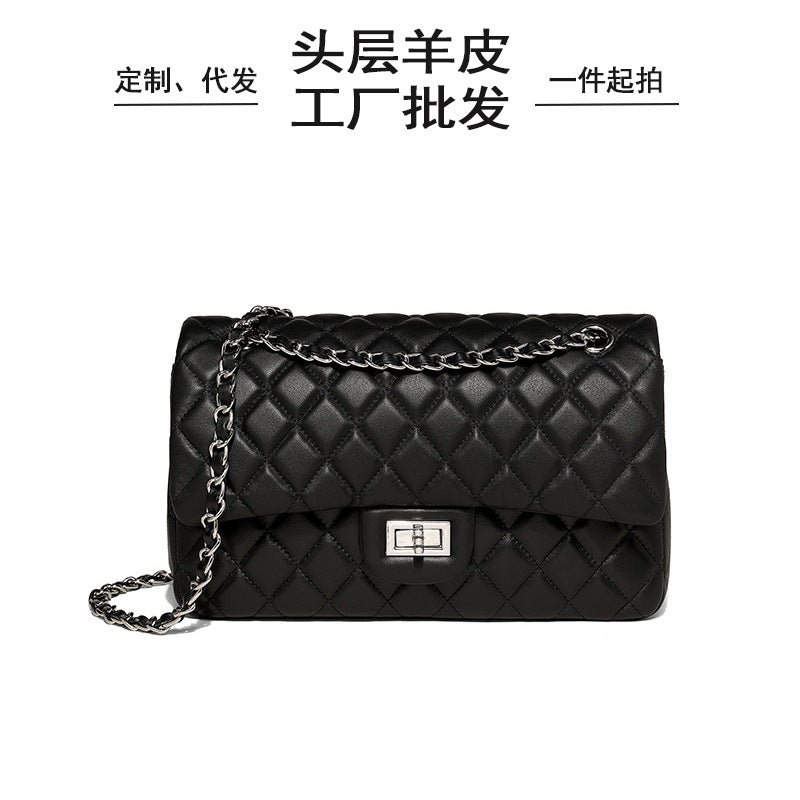 小香风cf菱格链条包女高级感羊皮小方包时尚百搭通勤单肩斜挎包